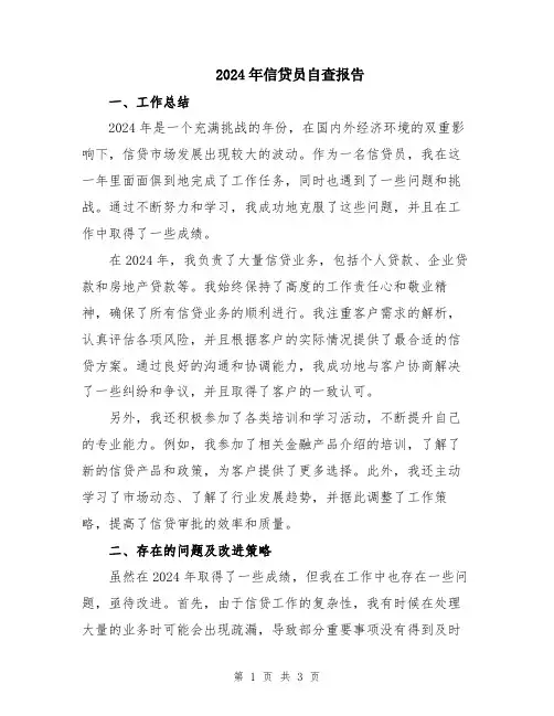 2024年信贷员自查报告