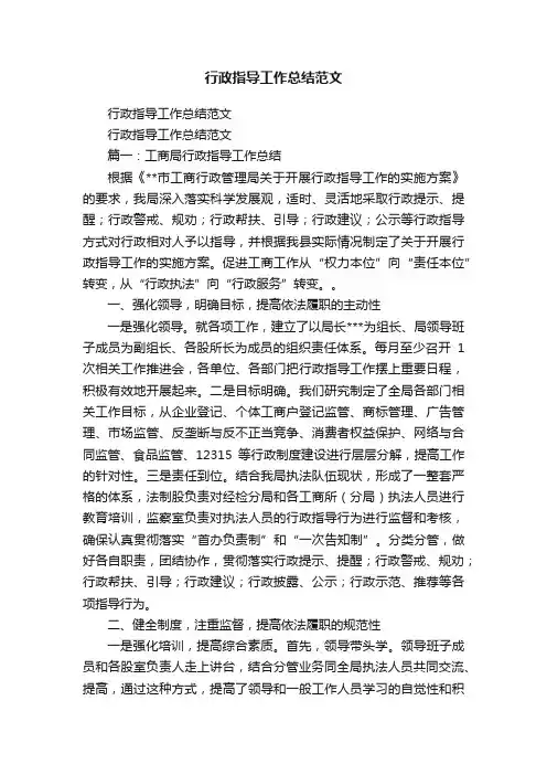 行政指导工作总结范文