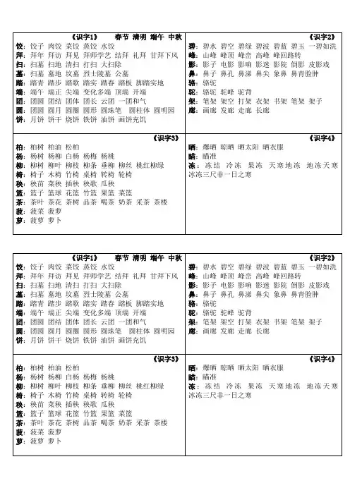 识字1~4的扩词