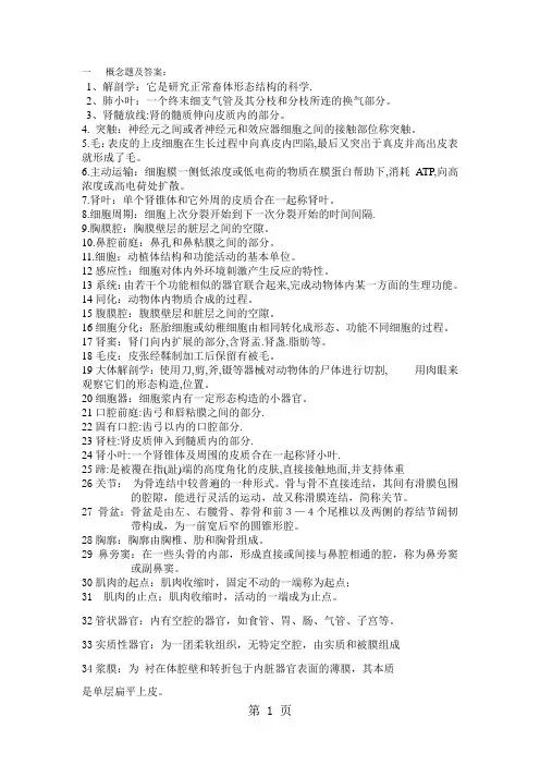 1解剖学：思考题文档-10页精选文档