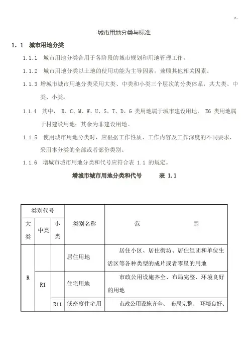 城市用地分类规范标准