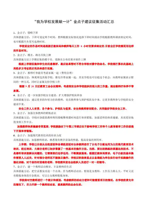“我为学校发展献一计”金点子建议征集及反馈