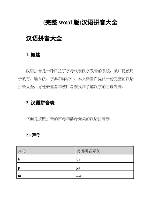(完整word版)汉语拼音大全