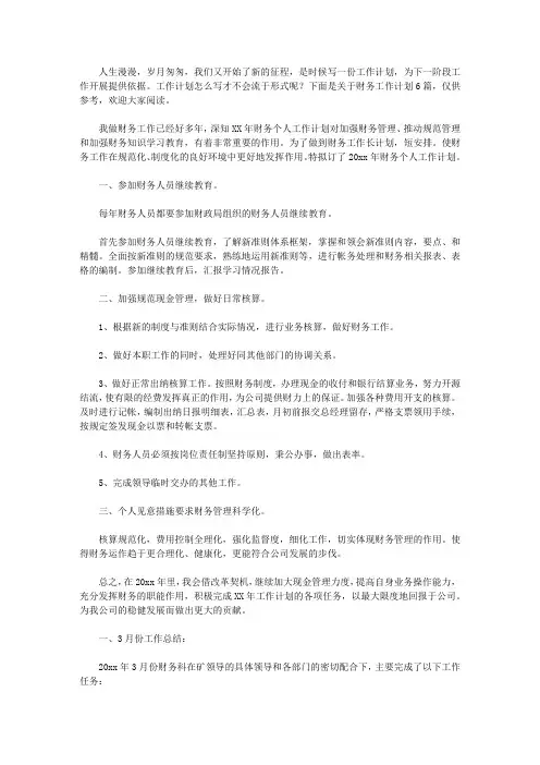 2020【精选】财务工作计划6篇