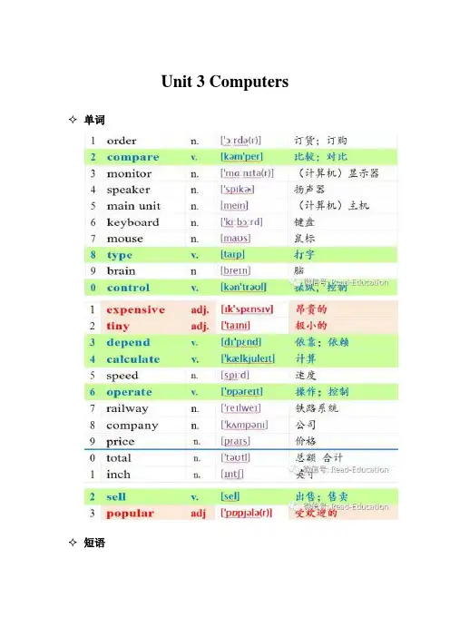 沪教牛津版初二英语上册第三单元Unit3 Computers知识点总结单词短语习题教案
