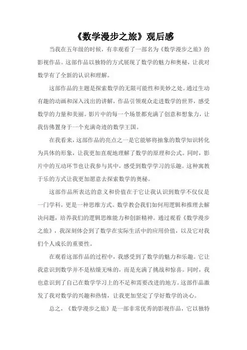 《数学漫步之旅》观后感
