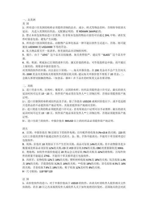 各国海关申报
