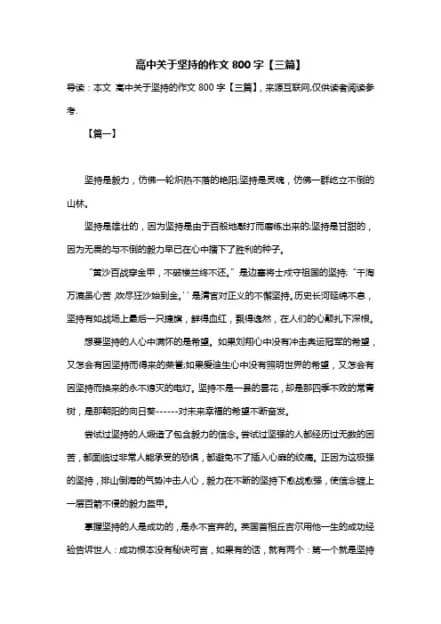 高中关于坚持的作文800字【三篇】