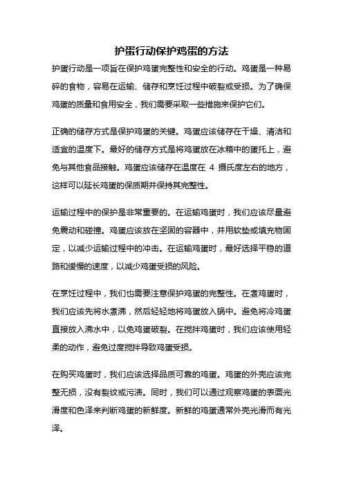 护蛋行动保护鸡蛋的方法