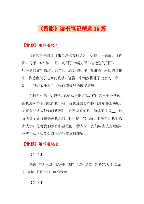 《背影》读书笔记精选15篇