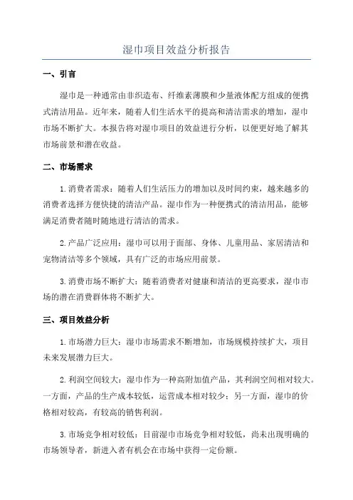 湿巾项目效益分析报告
