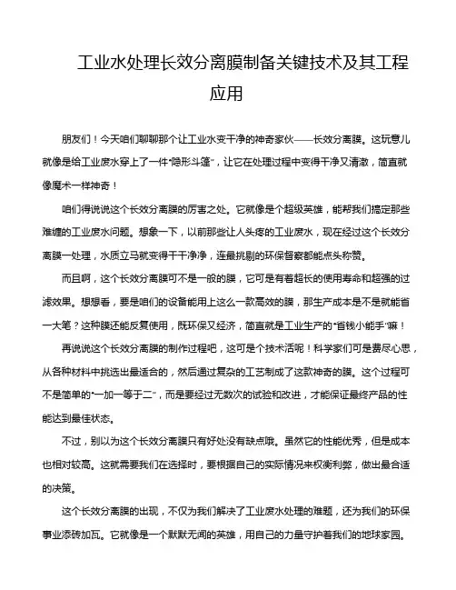 工业水处理长效分离膜制备关键技术及其工程应用