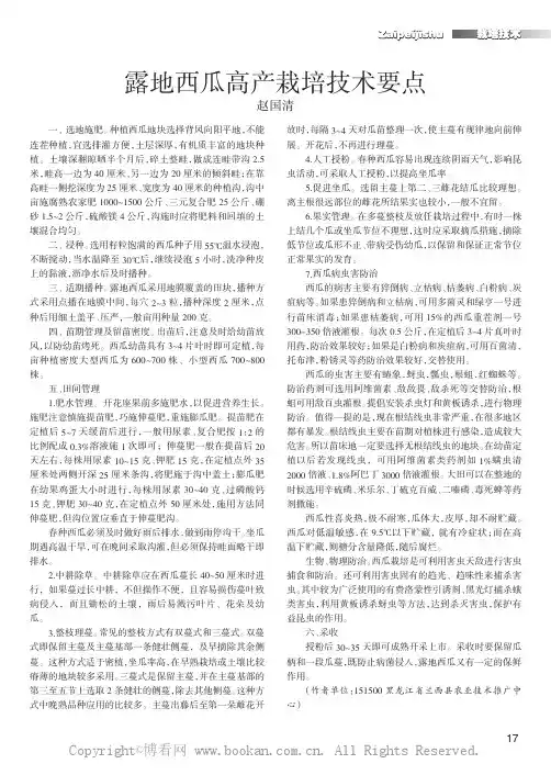 露地西瓜高产栽培技术要点