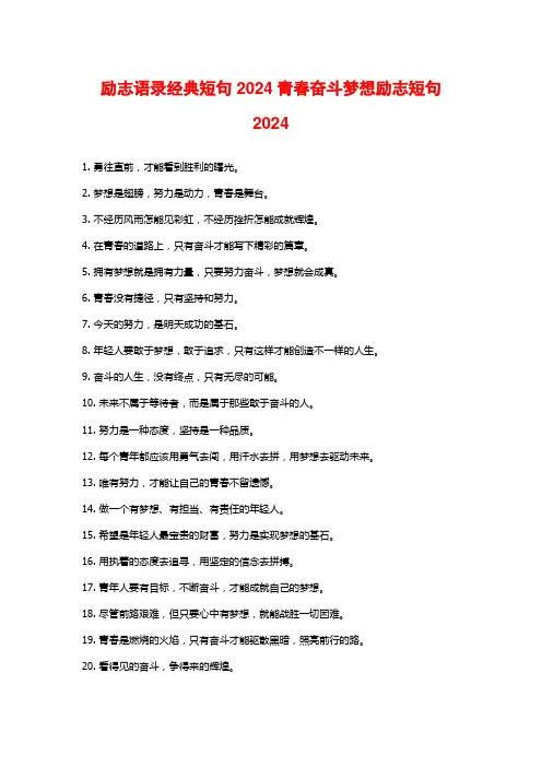 励志语录经典短句2024青春奋斗梦想励志短句2024