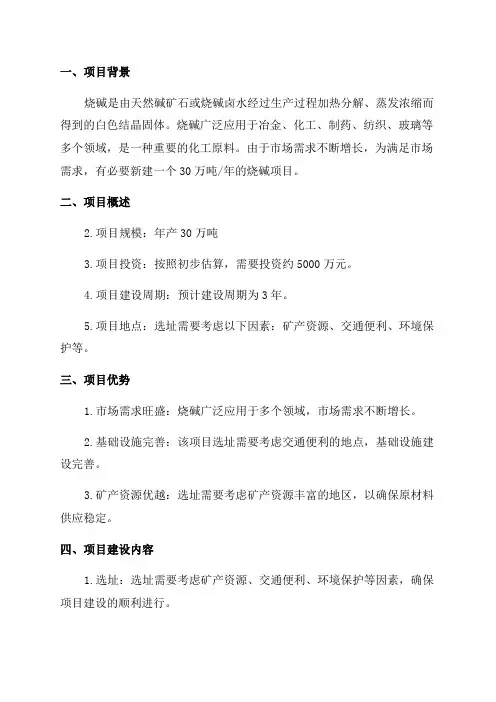 新建30万吨年烧碱项目