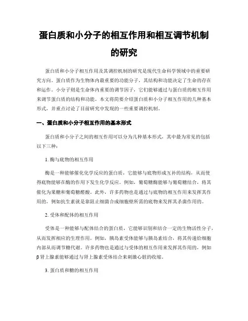 蛋白质和小分子的相互作用和相互调节机制的研究