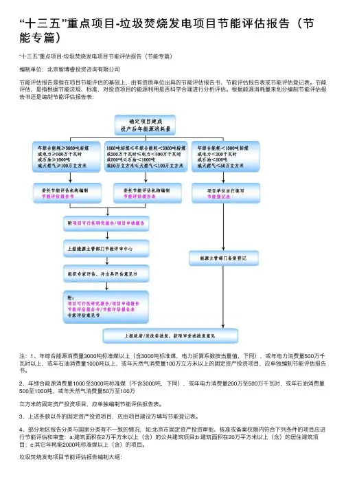“十三五”重点项目-垃圾焚烧发电项目节能评估报告（节能专篇）