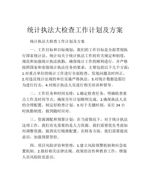 统计执法大检查工作计划及方案