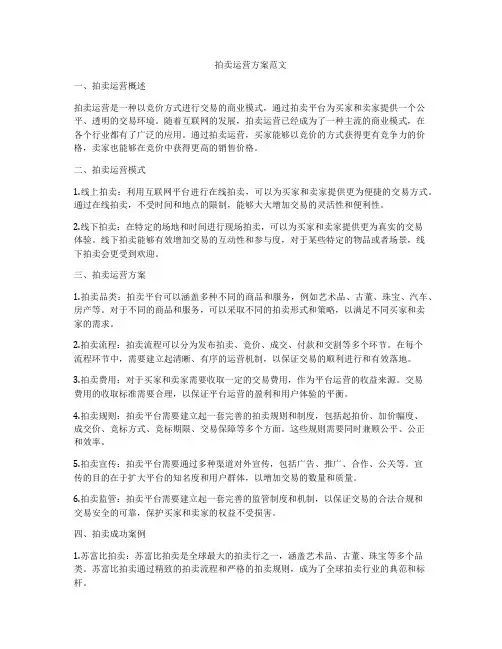 拍卖运营方案范文