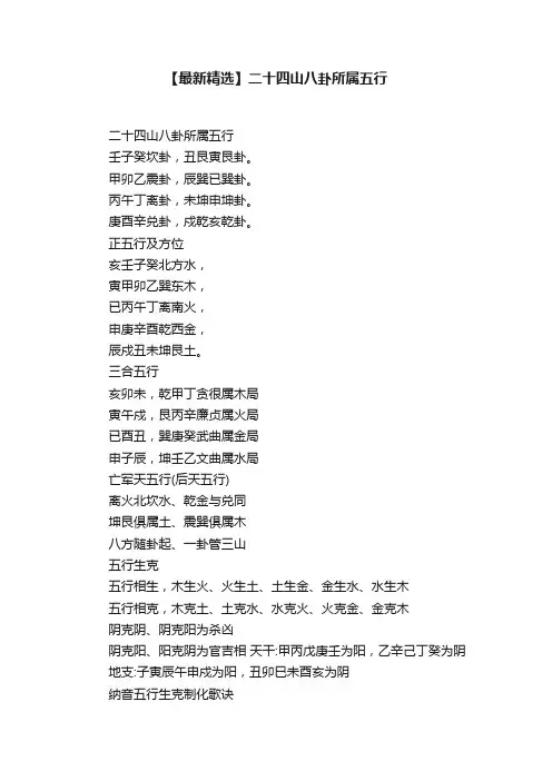 【最新精选】二十四山八卦所属五行