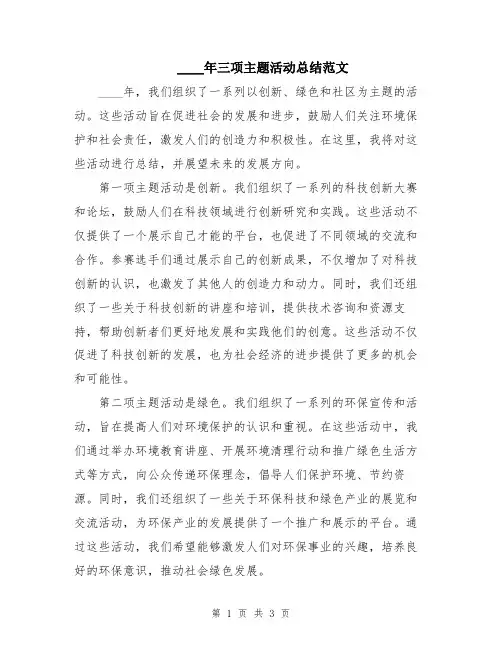 2024年三项主题活动总结范文