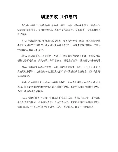 创业失败 工作总结