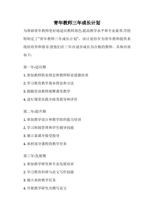 青年教师三年成长计划