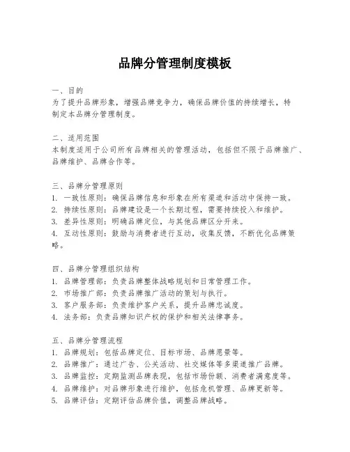 品牌分管理制度模板