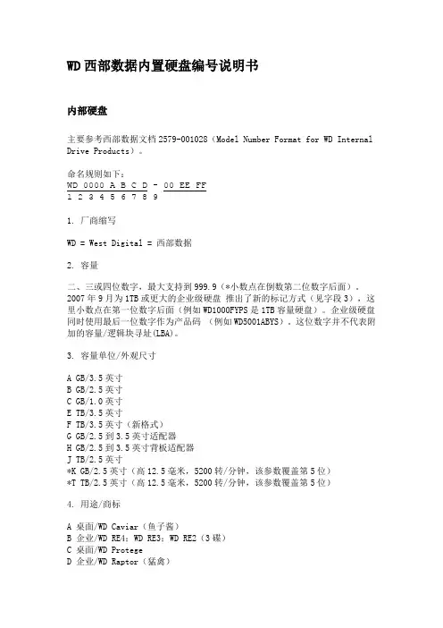 WD硬盘编号说明