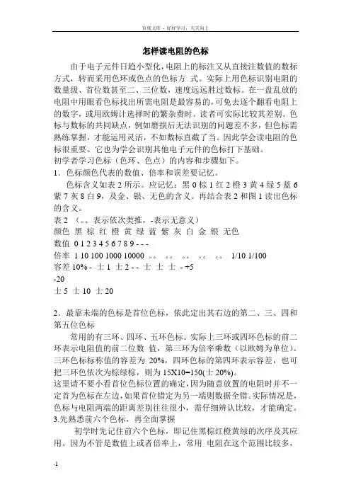 怎样读电阻色标