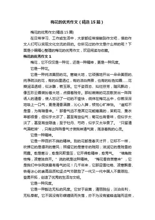 梅花的优秀作文（精选15篇）