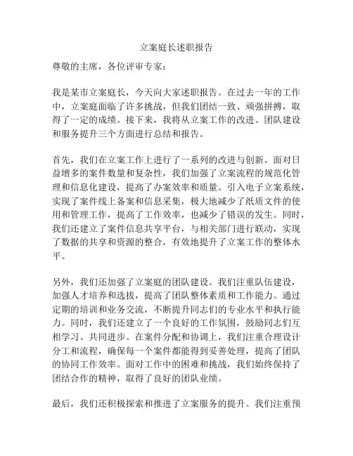 立案庭长述职报告