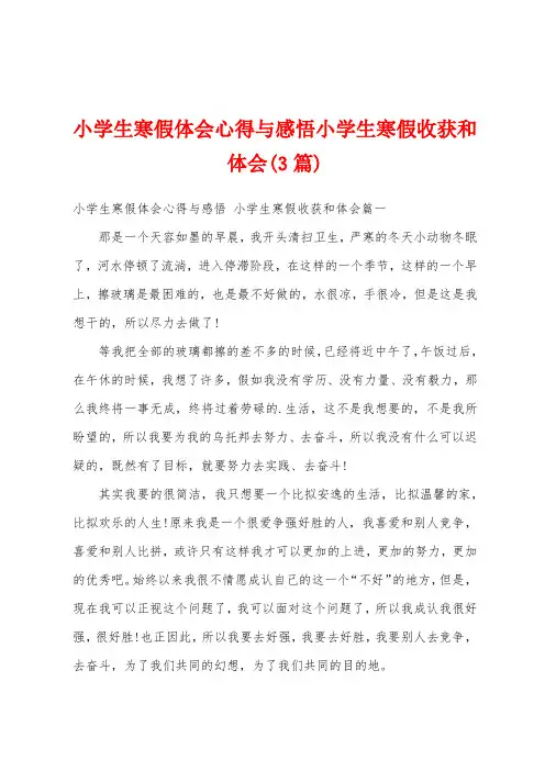 小学生寒假体会心得与感悟小学生寒假收获和体会(3篇)