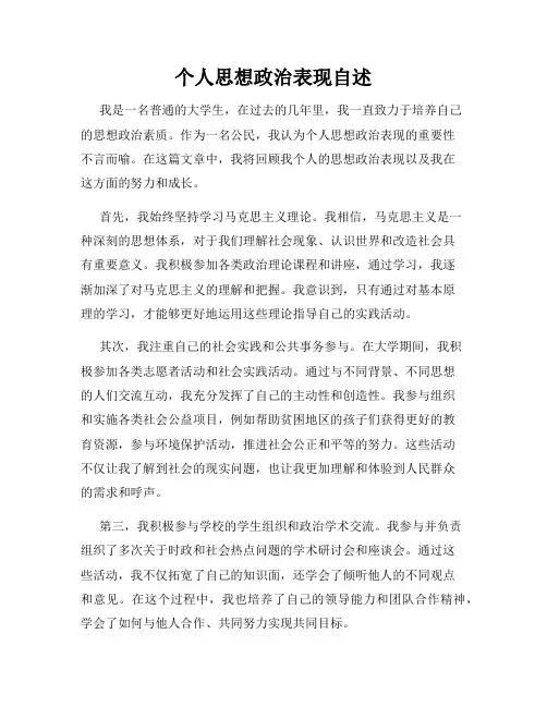 个人思想政治表现自述