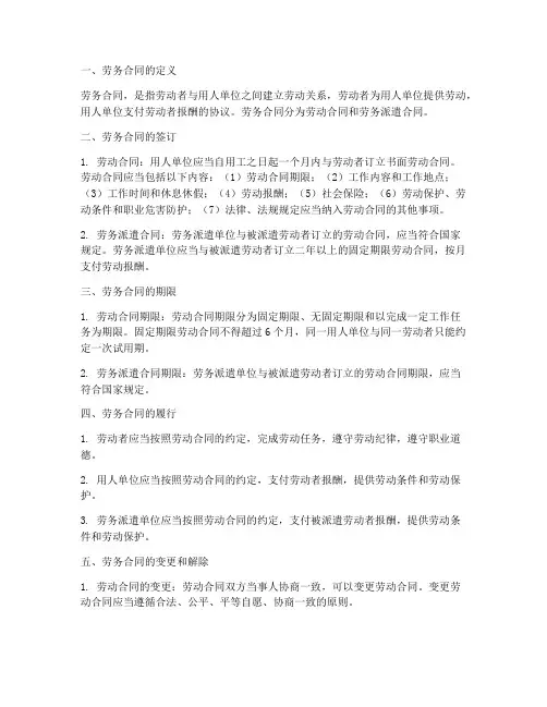 国家劳务合同法规