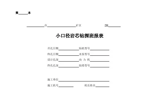 11 岩芯钻探原始班报表