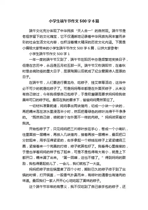 小学生端午节作文500字6篇