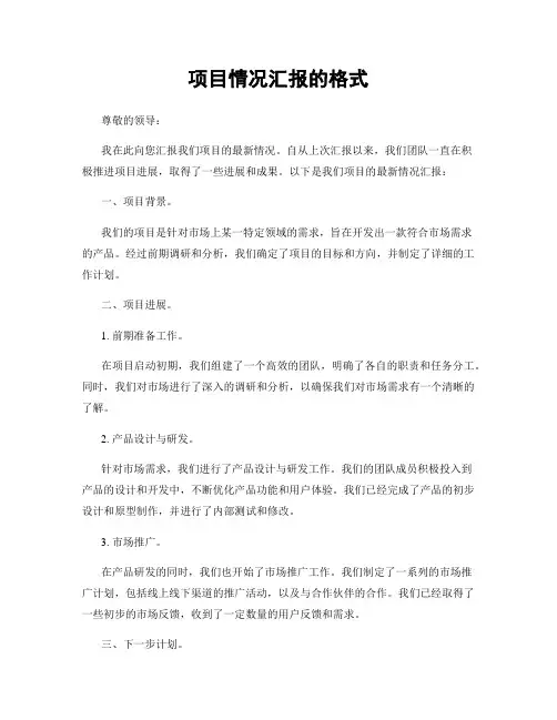 项目情况汇报的格式