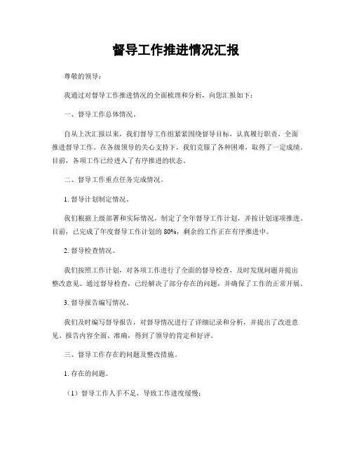 督导工作推进情况汇报