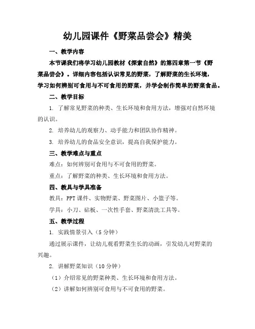 幼儿园课件《野菜品尝会》精美