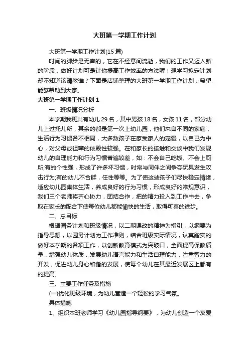 大班第一学期工作计划