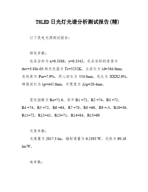 T8LED日光灯光谱分析测试报告(精)