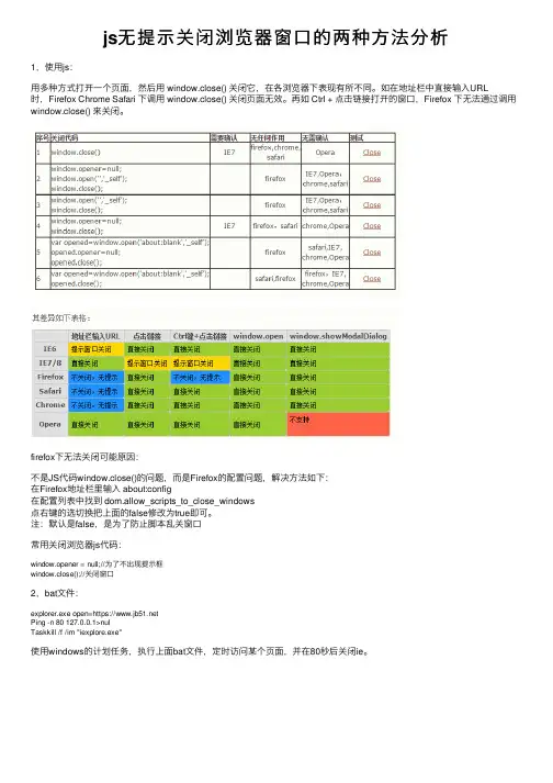 js无提示关闭浏览器窗口的两种方法分析