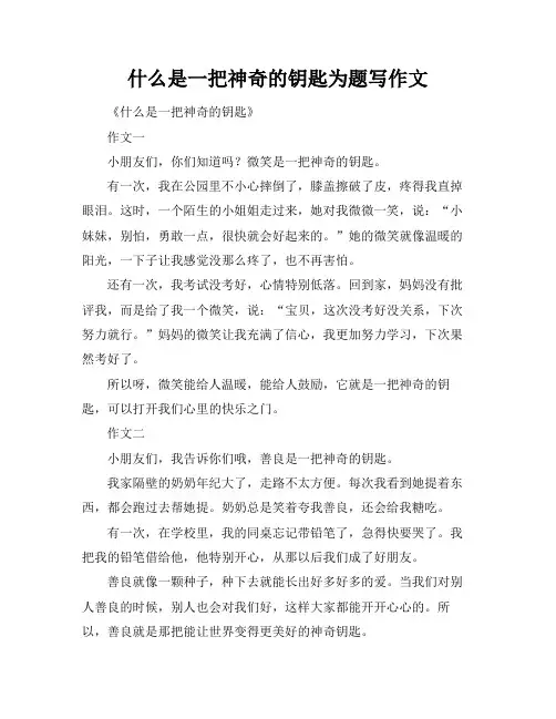 什么是一把神奇的钥匙为题写作文