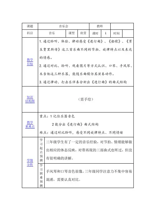 三年级下册音乐教案-5 音乐会 ︳人音版 (五线谱) 