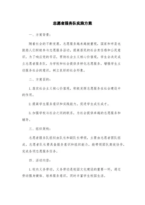 志愿者服务队实施方案