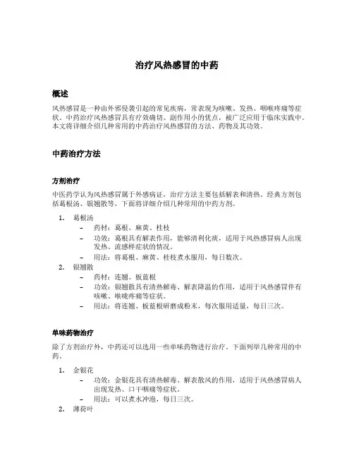 治疗风热感冒的中药