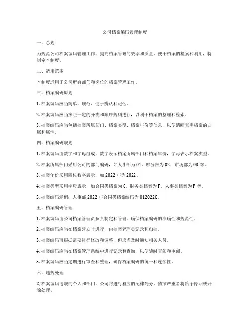 公司档案编码管理制度