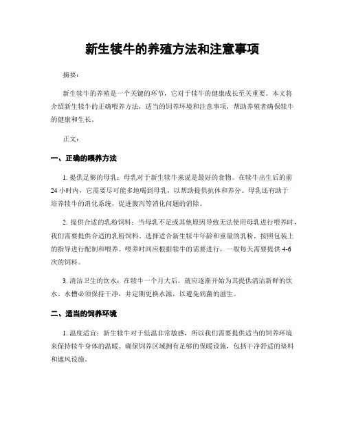 新生犊牛的养殖方法和注意事项