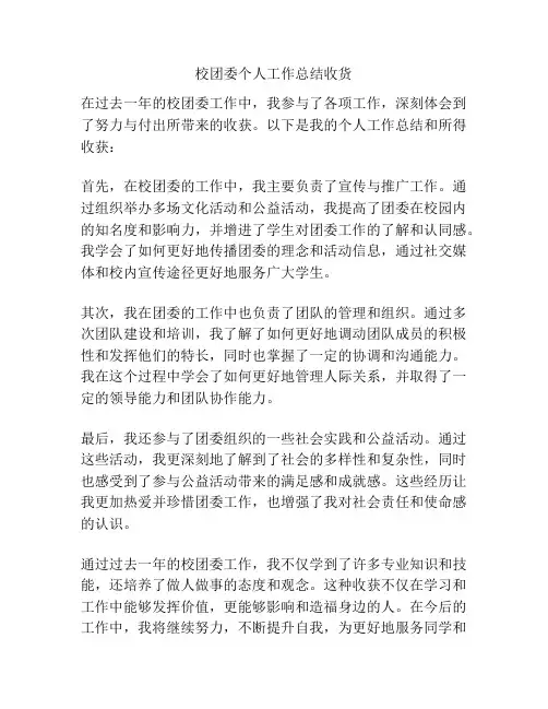 校团委个人工作总结收货